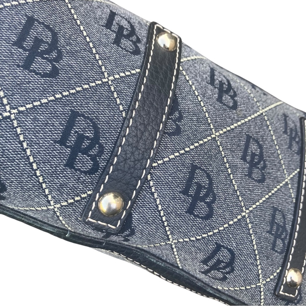 Dooney & Bourke Denim Logo Tote Pink Interior Gold Hardware Preppy Quiet Luxury - Picture 7 of 13